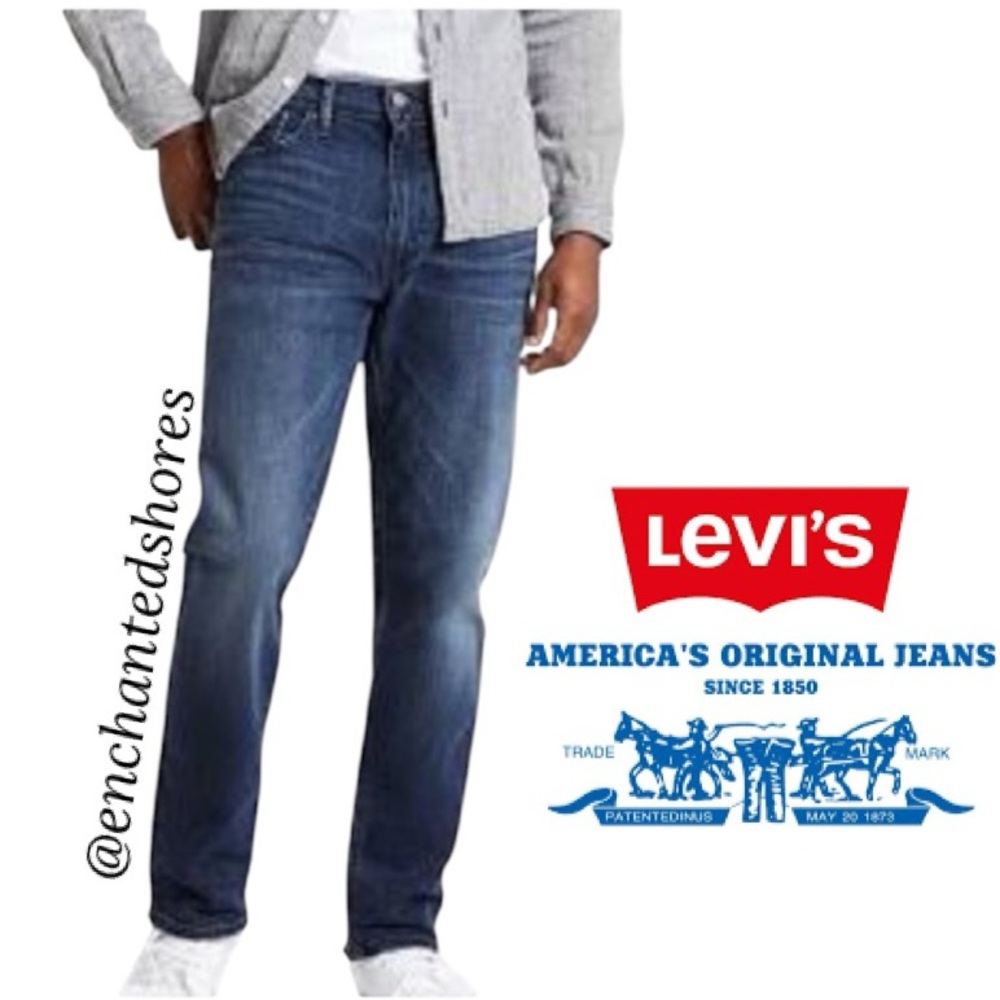 Levi’s 514 Authentic Red Tab Jeans Medium Dark Wash Blue Mens Size W33 L30